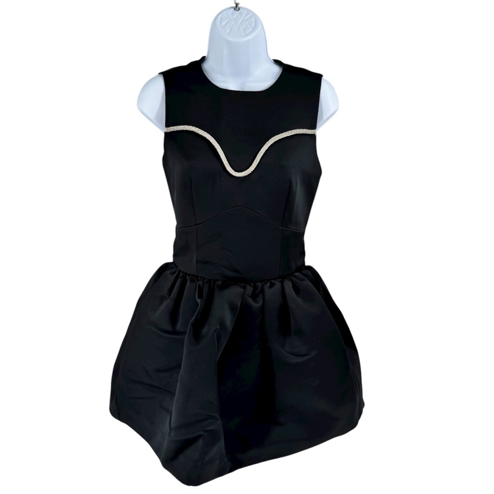 Tanya Taylor Black Noaki Embellished Sleeveless Drop Waist Mini Dress Size 0 - Picture 4 of 14